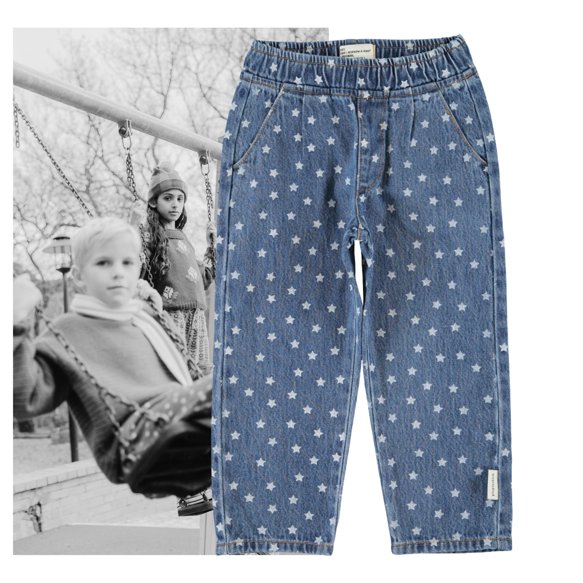 Piupiuchick AW26 - Kinder Jeans Hose - 100% Baumwolle - mit Sterne