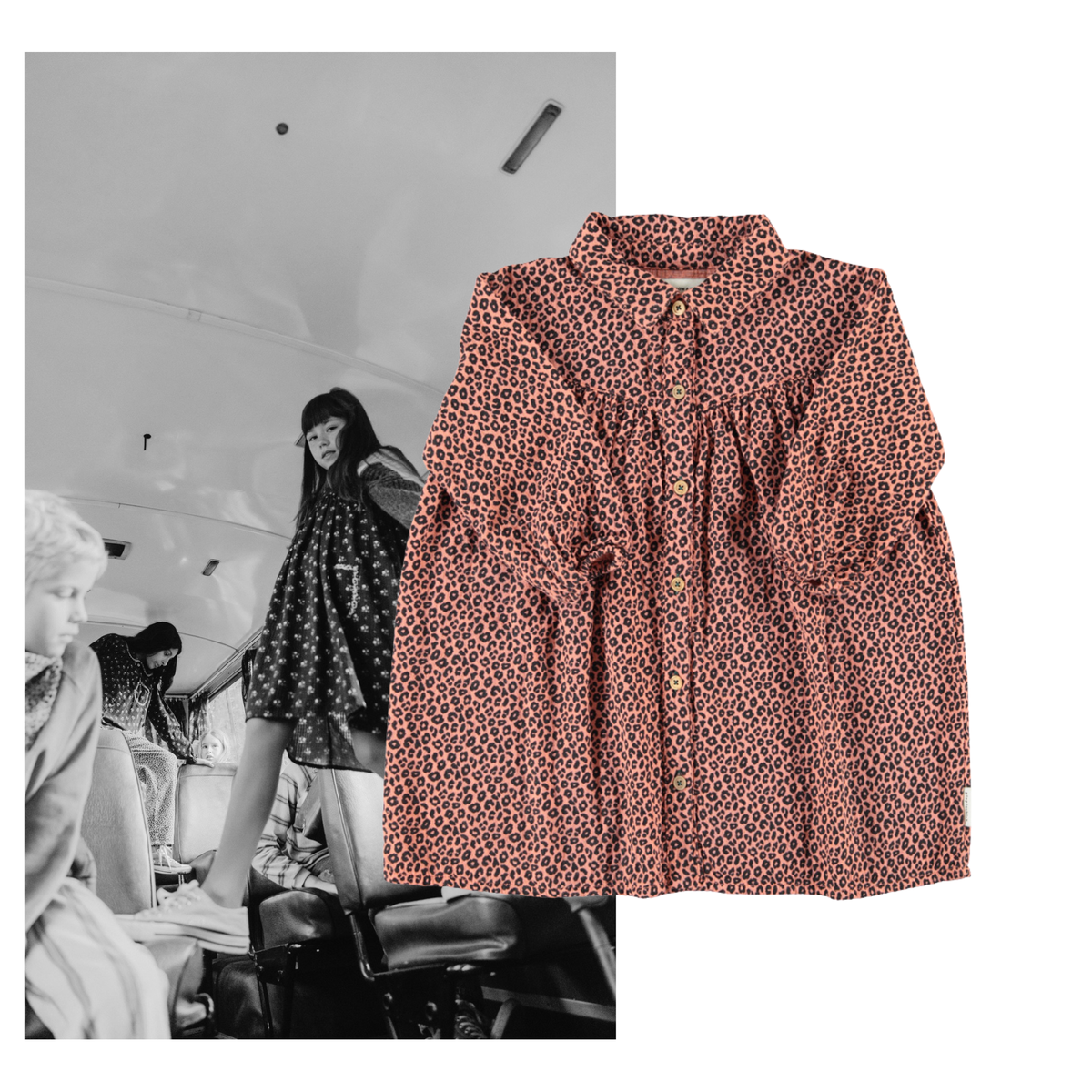 Piupiuchick AW26 - Kinder Kleider Rosa - 100% Baumwolle - Tiere Muster