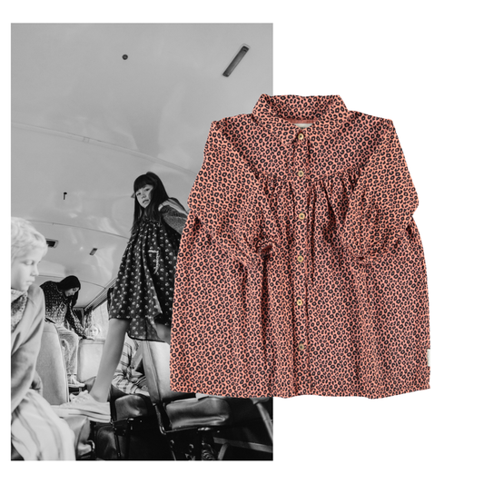 Piupiuchick AW26 - Kinder Kleider Rosa - 100% Baumwolle - Tiere Muster