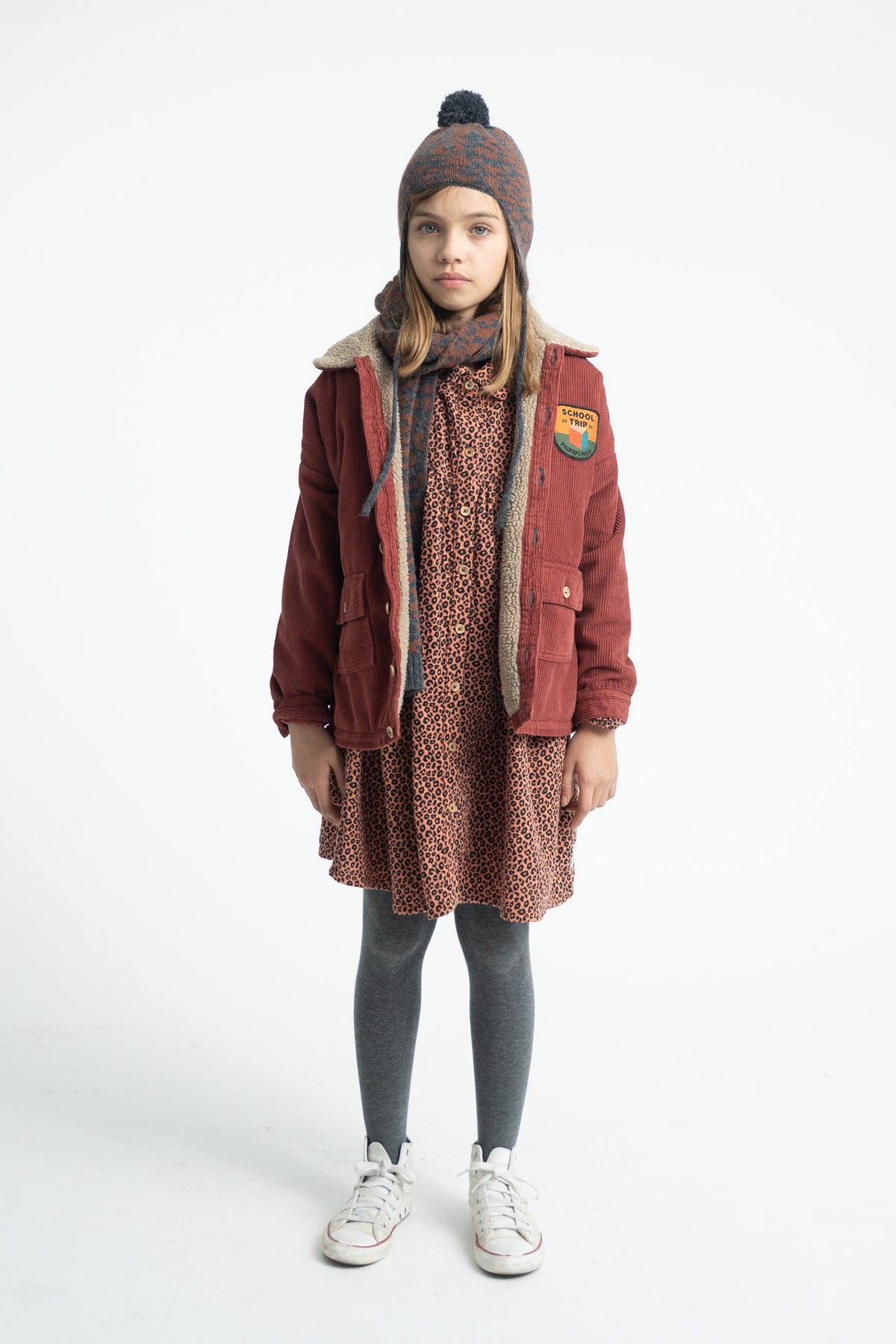 Piupiuchick AW26 - Kinder Kleider Rosa - 100% Baumwolle - Tiere Muster