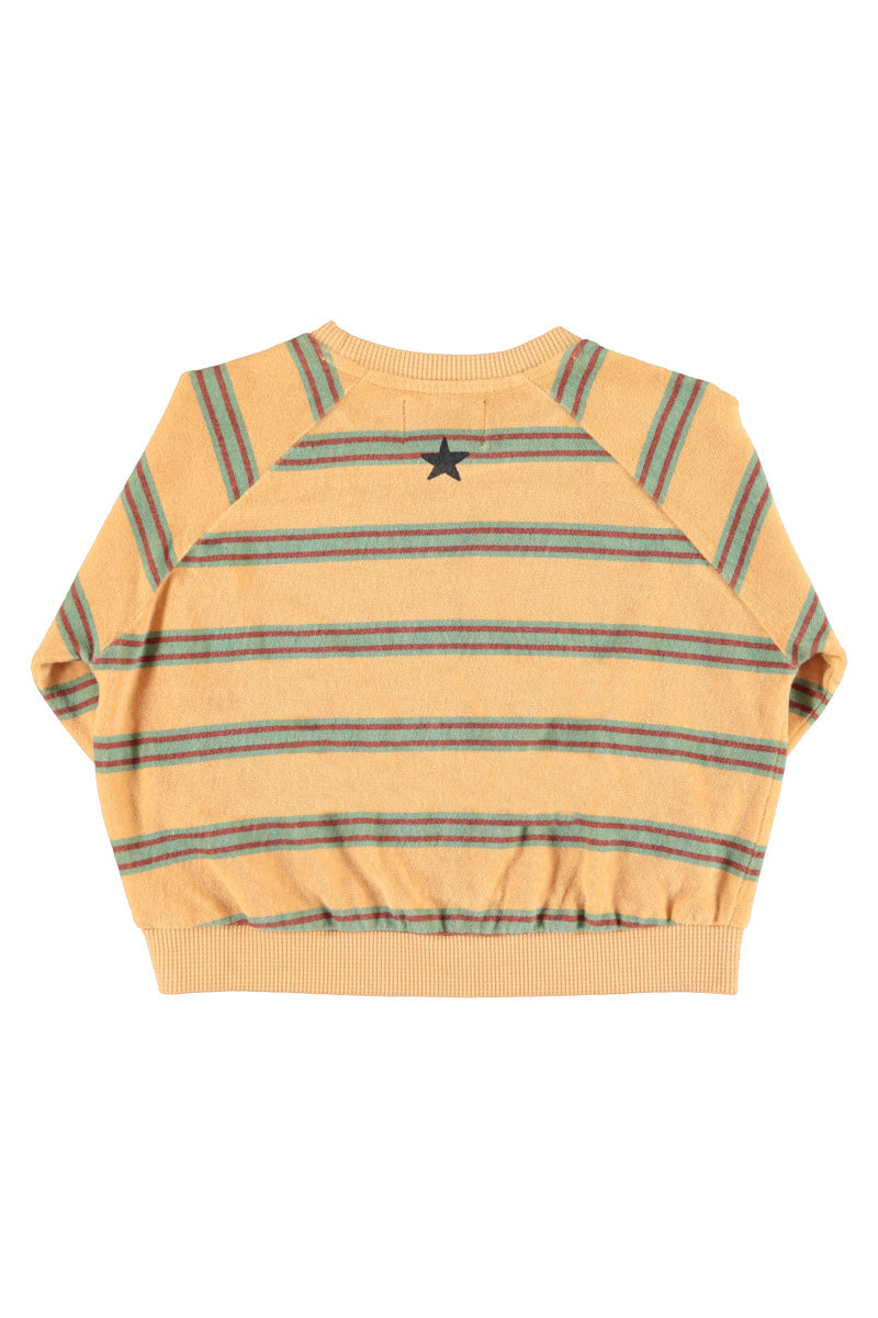 Piupiuchick AW26 - Kinder Pulli Gelb - 100% Bio-Baumwolle - Grün Gestreift