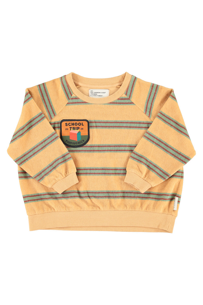 Piupiuchick AW26 - Kinder Pulli Gelb - 100% Bio-Baumwolle - Grün Gestreift