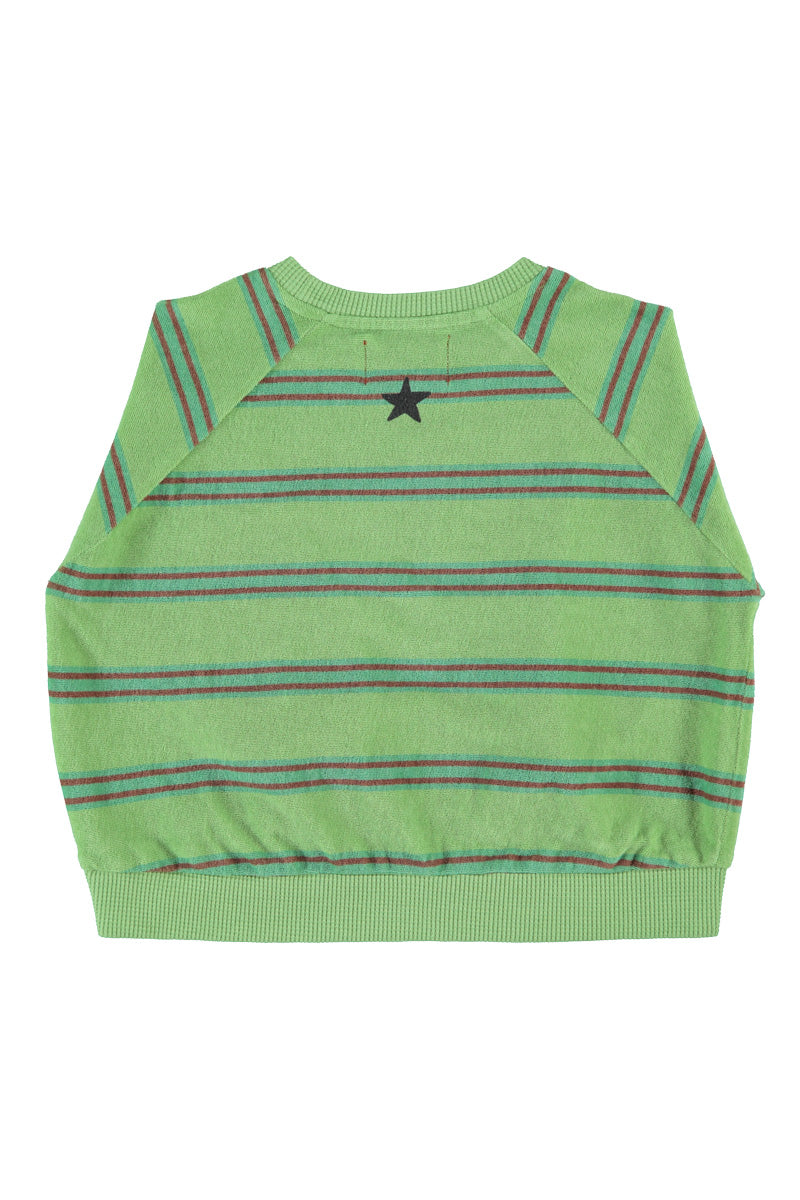 Piupiuchick AW26 - Kinder Pulli Grün - 100% Bio-Baumwolle - Grün Gestreift