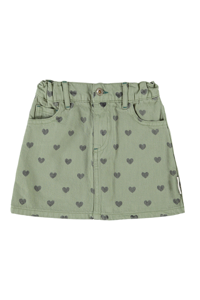 Piupiuchick AW26 - Kinder Rock Grün - 100% Bio-Baumwolle - Schwarzen Herzen