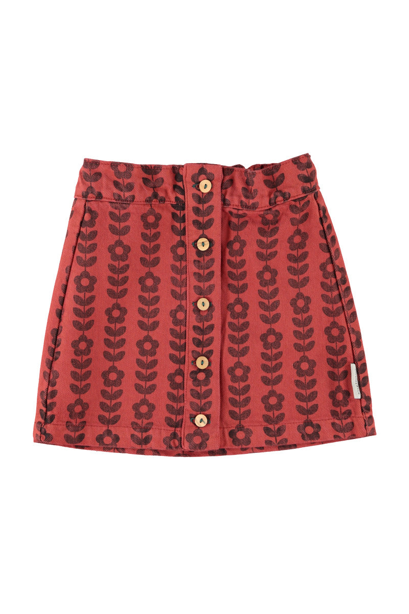 Piupiuchick AW26 - Kinder Rock Rot - 100% Bio-Baumwolle - Blumen Muster