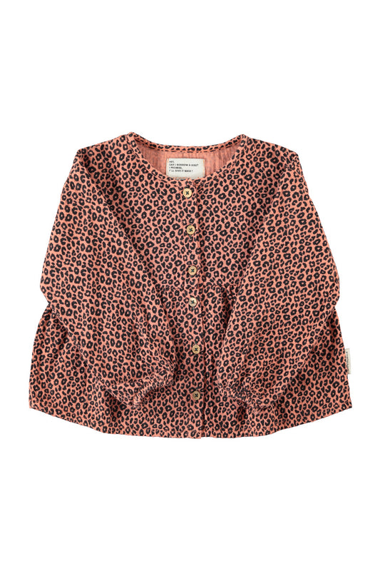 Piupiuchick AW26 - Kinder Bluse Rosa - 100% Baumwolle - Tiere Muster