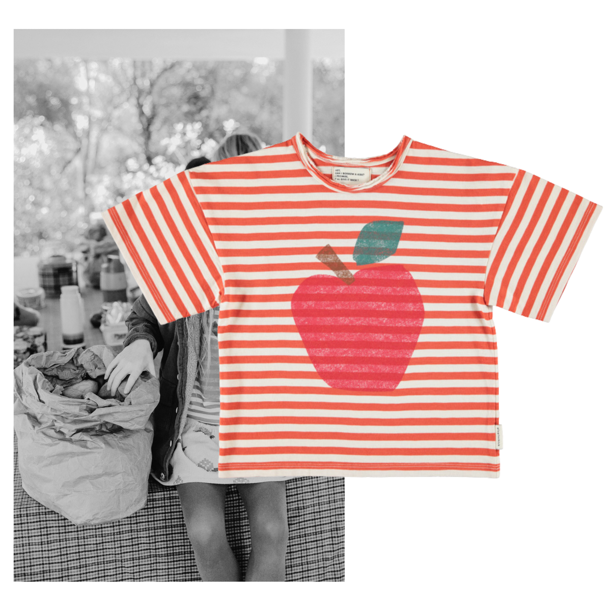 Piupiuchick AW26 - Kinder T-Shirt Rot Weiß - 100% Baumwolle - Gestreift