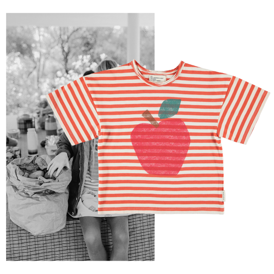 Piupiuchick AW26 - Kinder T-Shirt Rot Weiß - 100% Baumwolle - Gestreift