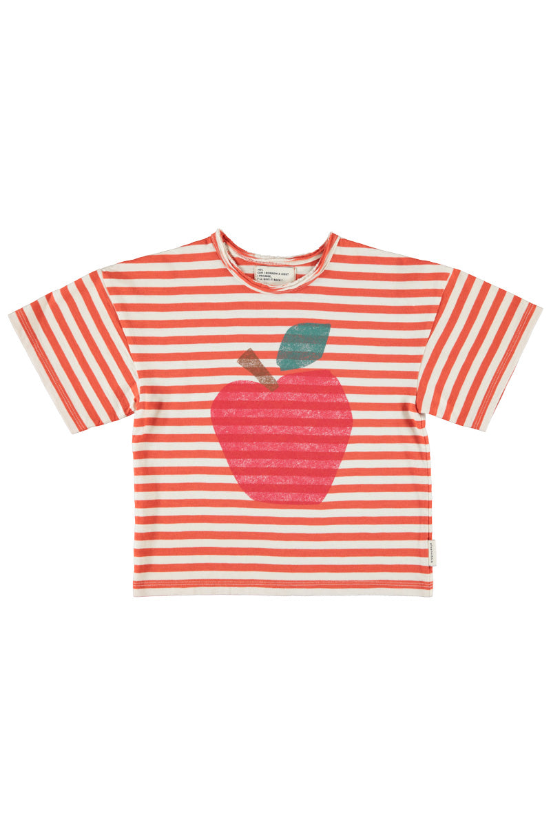 Piupiuchick AW26 - Kinder T-Shirt Rot Weiß - 100% Baumwolle - Gestreift