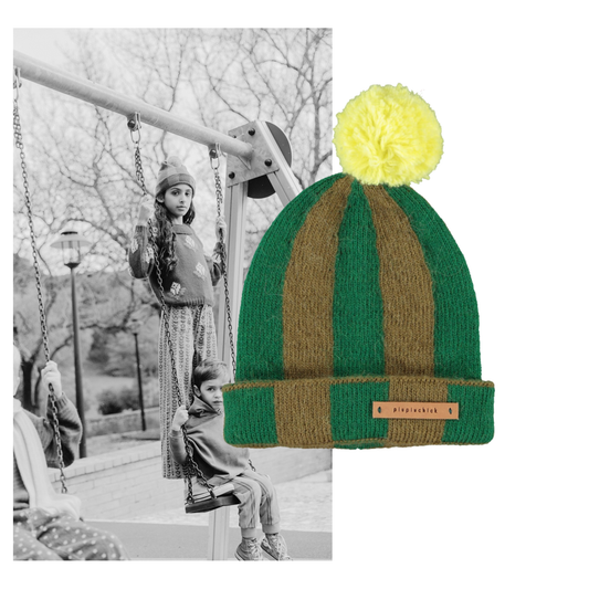 Piupiuchick AW26 - Strickmütze Grün Braun - Gestreift