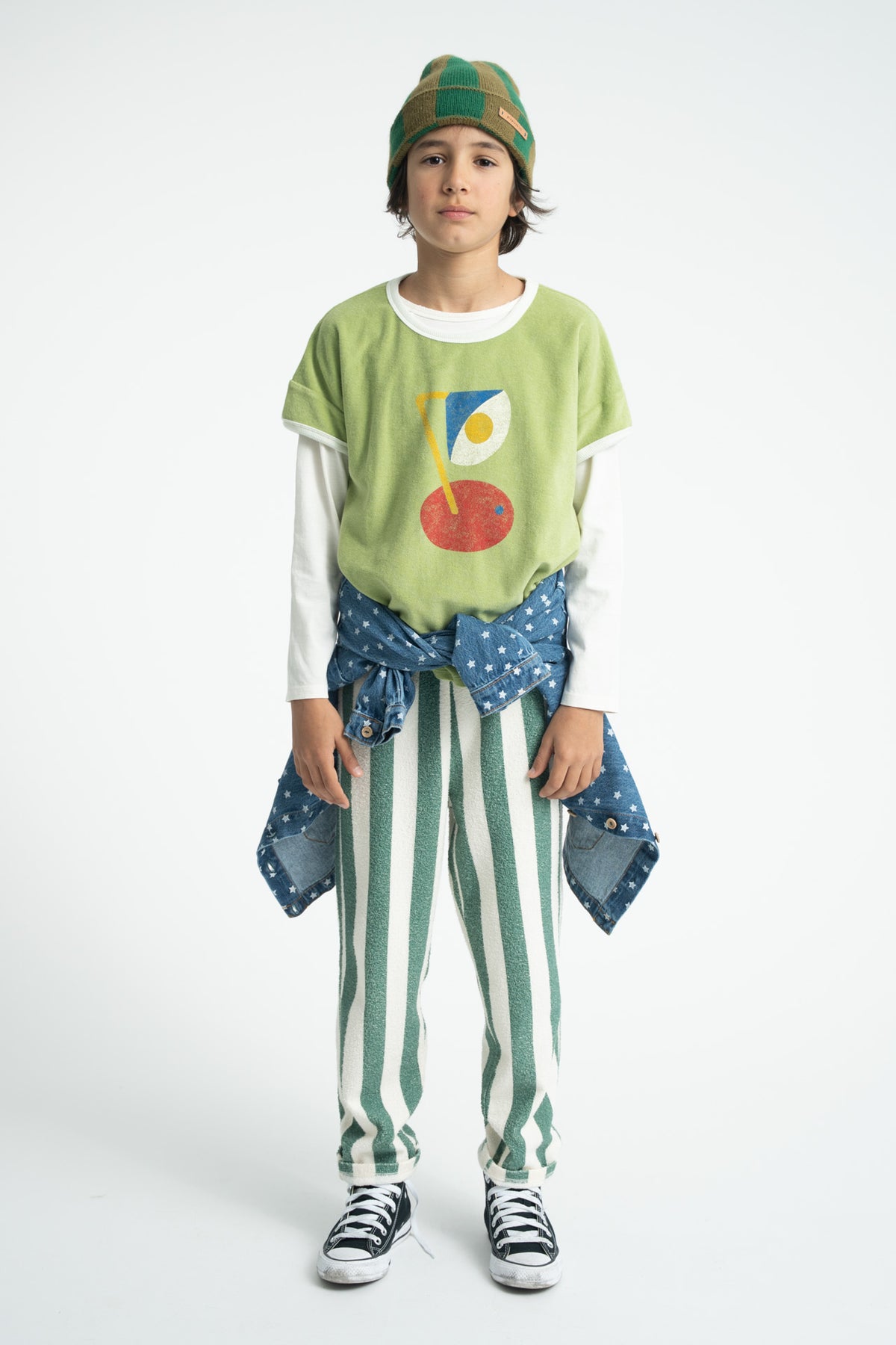 Piupiuchick AW26 - Strickmütze Grün Braun - Gestreift