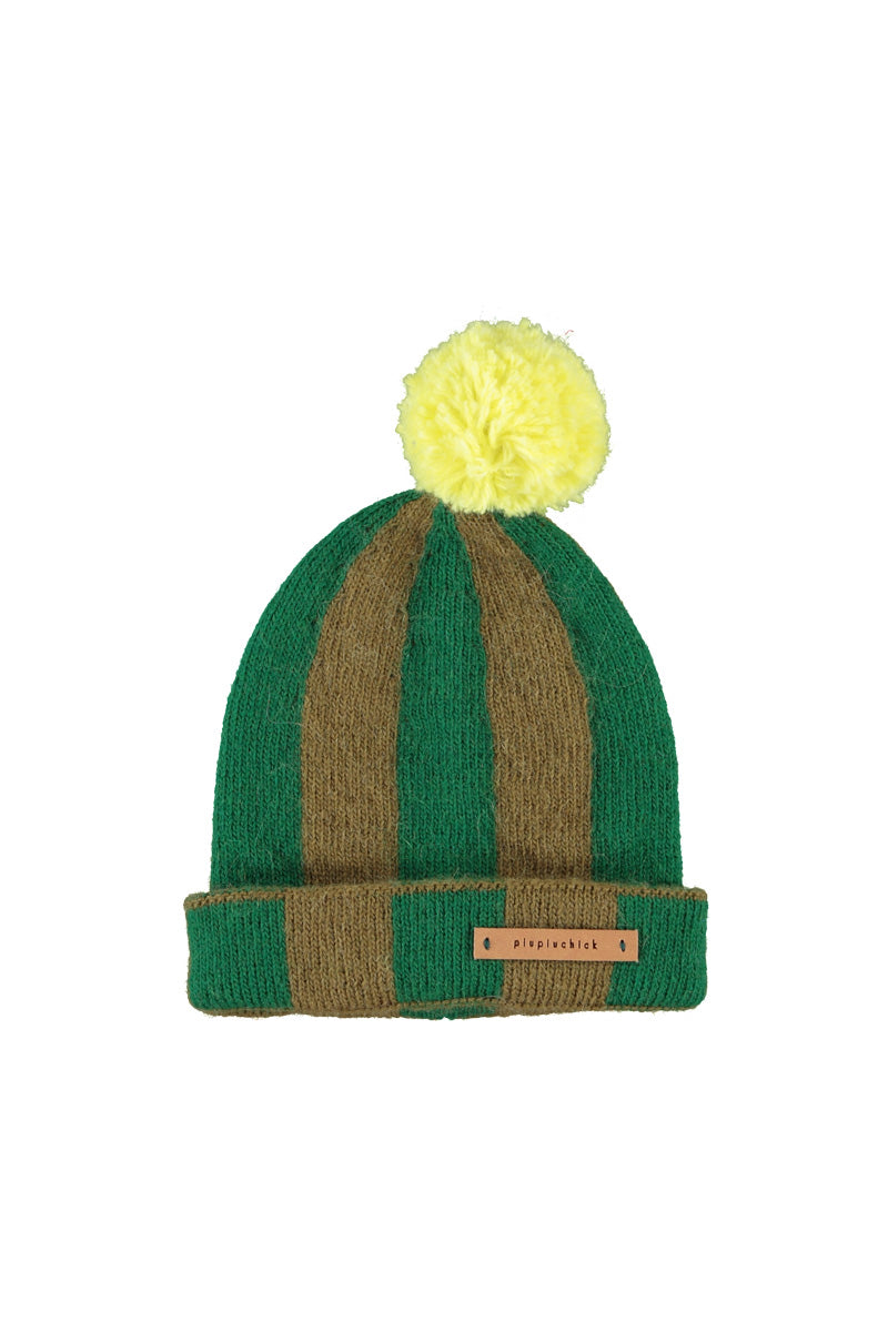 Piupiuchick AW26 - Strickmütze Grün Braun - Gestreift