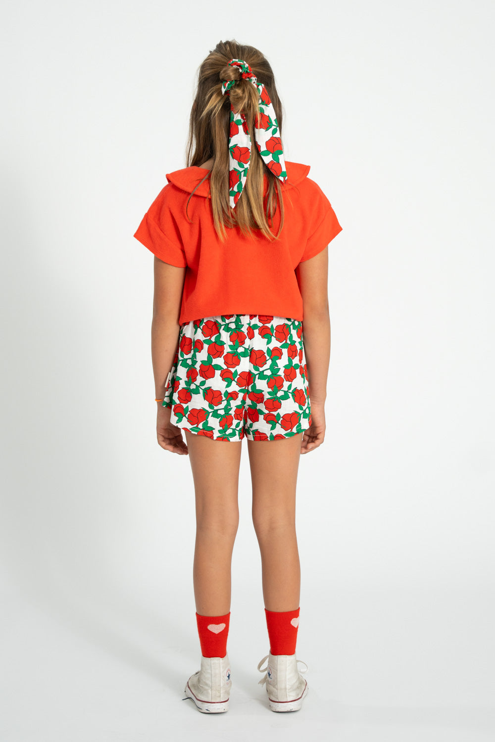 Piupiuchick SS26 - Kinder T-shirt - Bio-Baumwolle - Rot mit Kragen - Amour