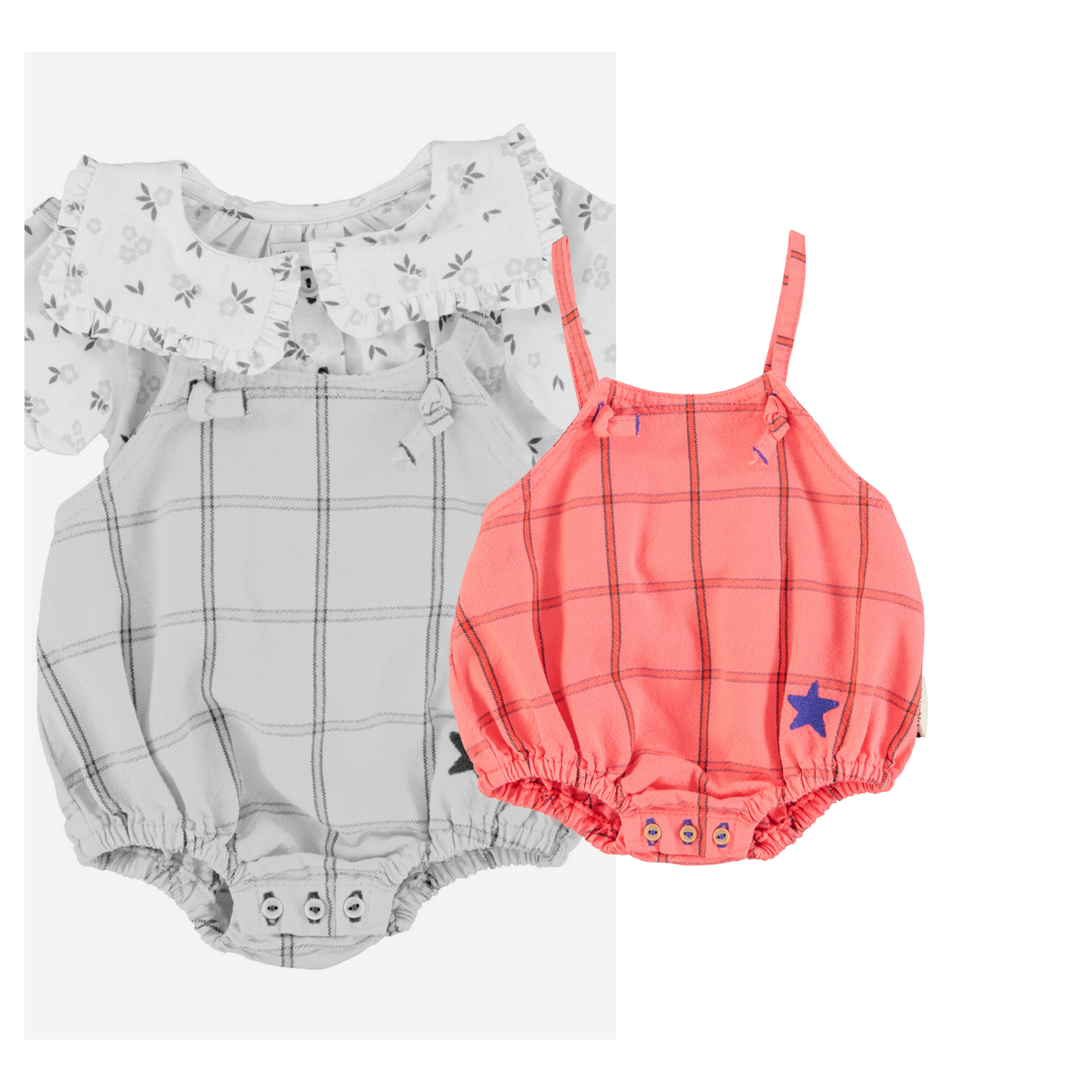 Piupiuchick - Baby Romper Pink Checkered SS25