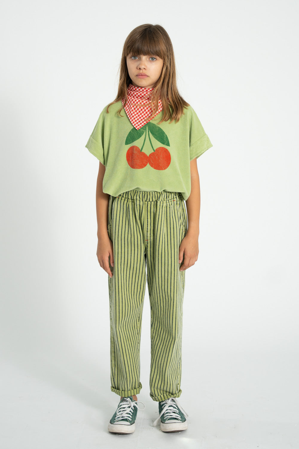 Piupiuchick - Kinder T-shirt - Bio-Baumwolle - Grün mit Kirsche
