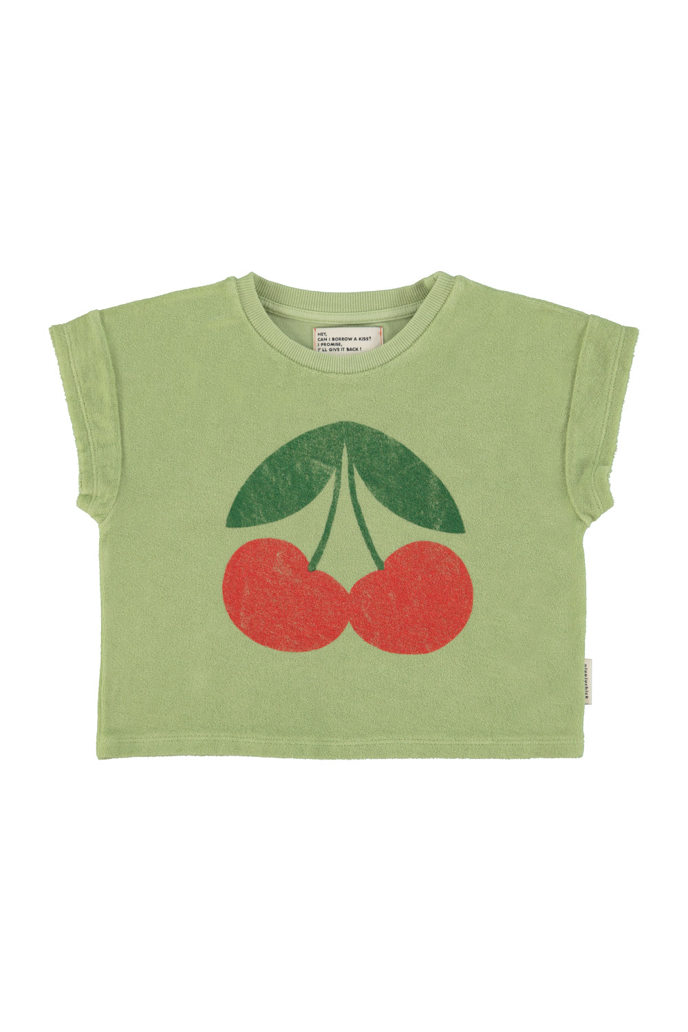 Piupiuchick - Kinder T-shirt - Bio-Baumwolle - Grün mit Kirsche