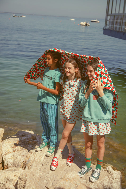 Piupiuchick SS26 - Kinderhose - Bio-Baumwolle - Blau Grün Kariert