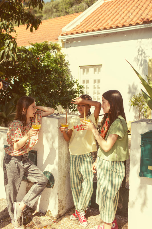 Piupiuchick SS26 - Kinderhosen - Bio-Baumwolle - Gelb Kariert