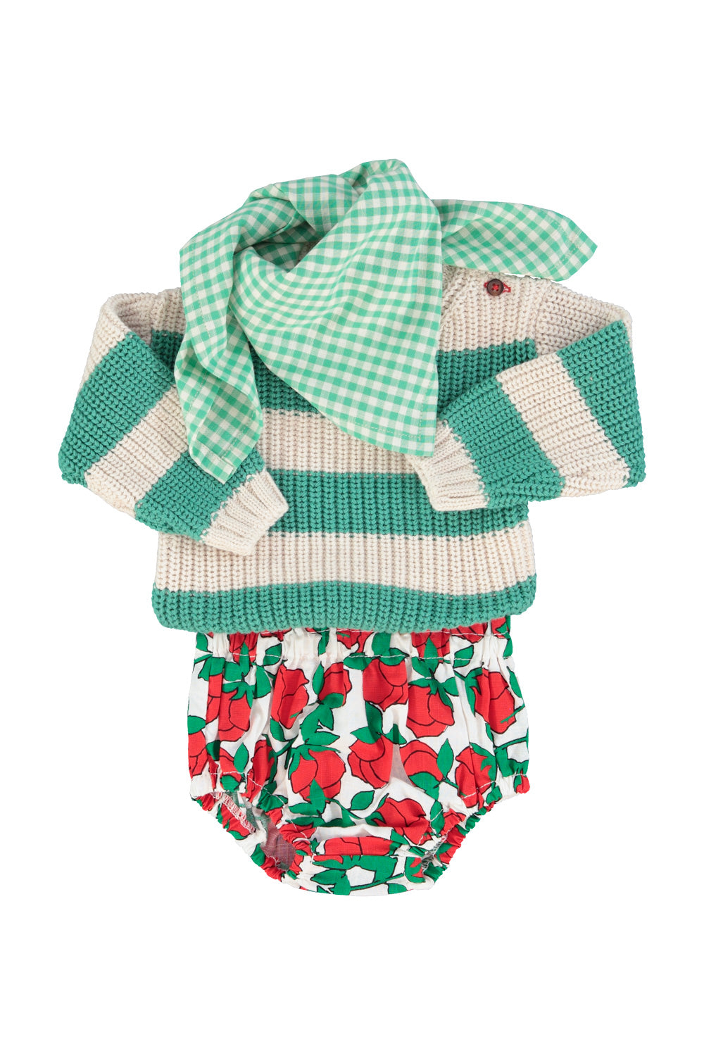 Piupiuchick SS26 - Kinder Halstuch - Bio-Baumwolle - Grün Weiß Kariert