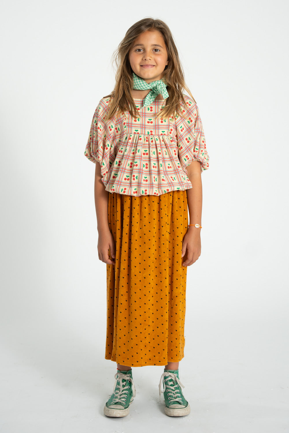 Piupiuchick SS26 - Kinder Bluse - Baumwolle - Gelb mit Kirschen