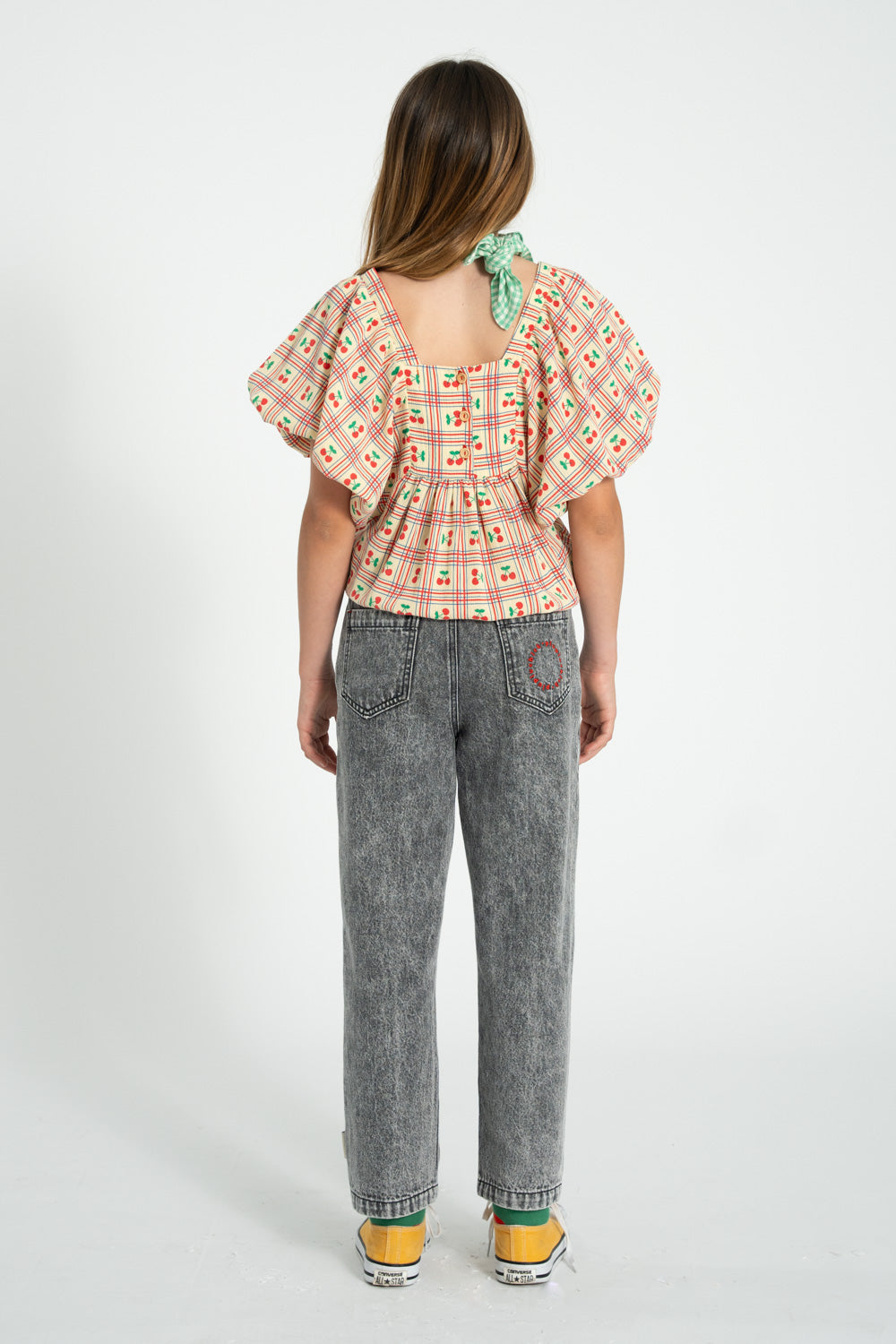 Piupiuchick SS26 - Kinder Bluse - Baumwolle - Gelb mit Kirschen