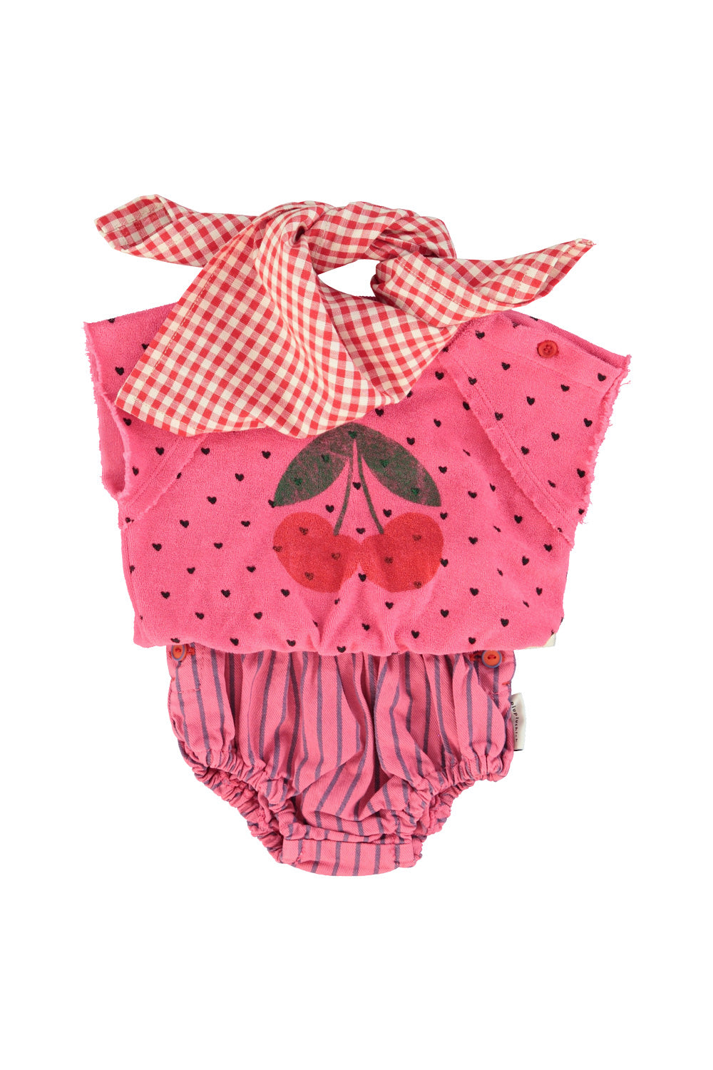 Piupiuchick SS26 - Kinder Halstuch - Bio-Baumwolle - Rot Weiß kariert