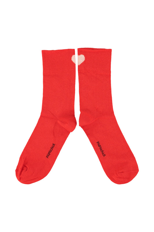 Piupiuchick SS26 - Socken für Kinder - Baumwolle - Rot mit Herz