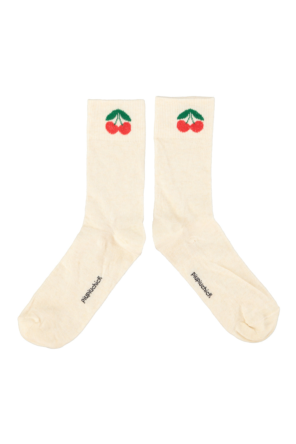 Piupiuchick SS26 - Socken für Kinder - Baumwolle - Weiß mit Kirsche