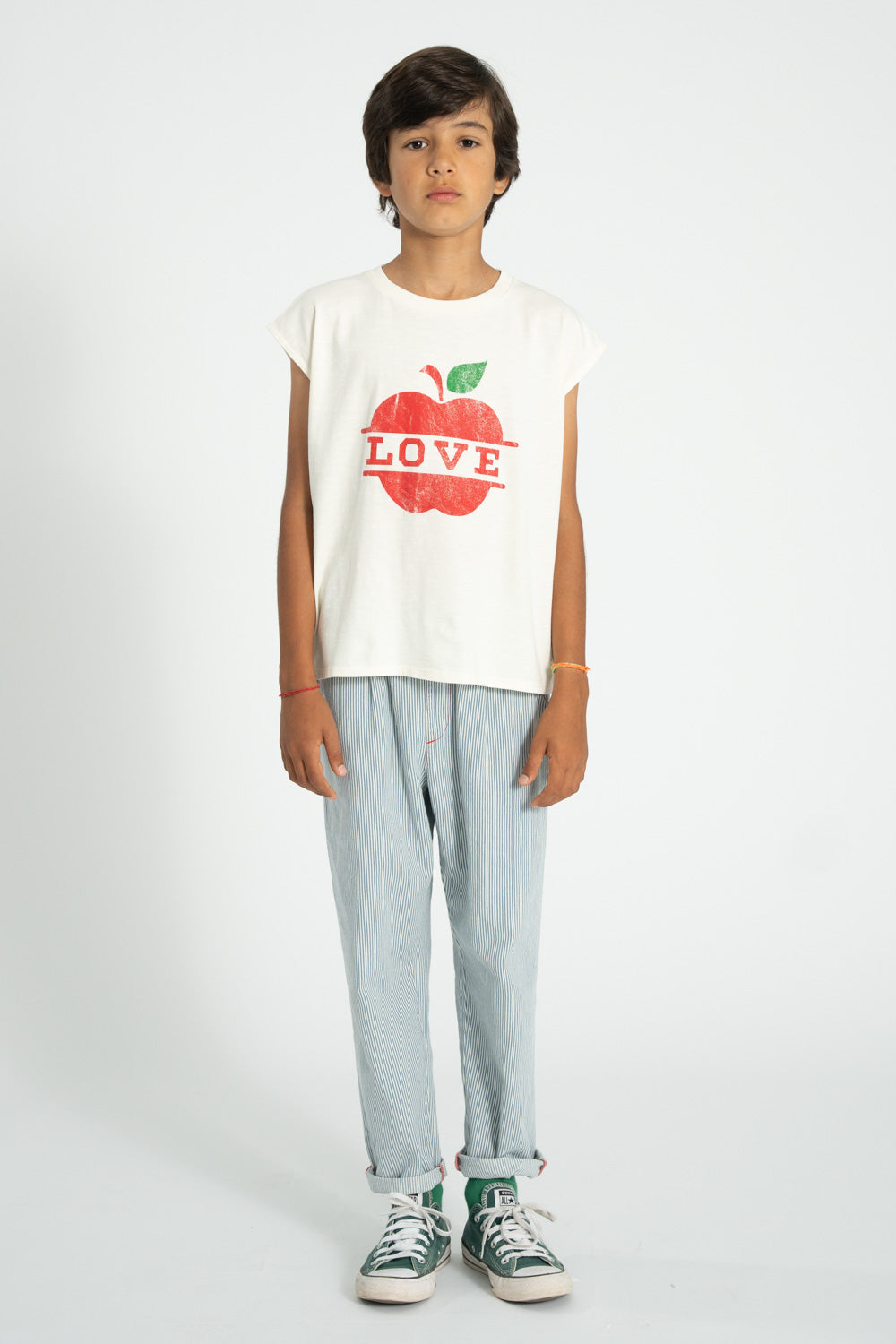 Piupiuchick SS26 - Kinder Hose - Baumwolle - Weiß gestreift