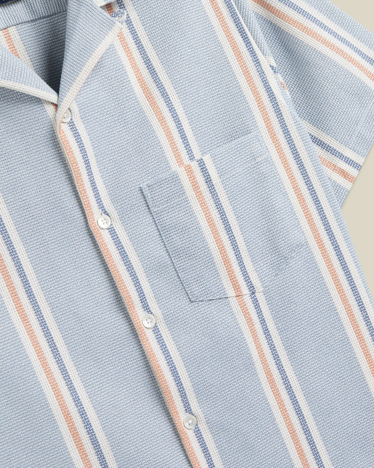 Portuguese Flannel - Kurzarmhemd Herren - 100% Baumwolle - Rot Weiß Blau Gestreift