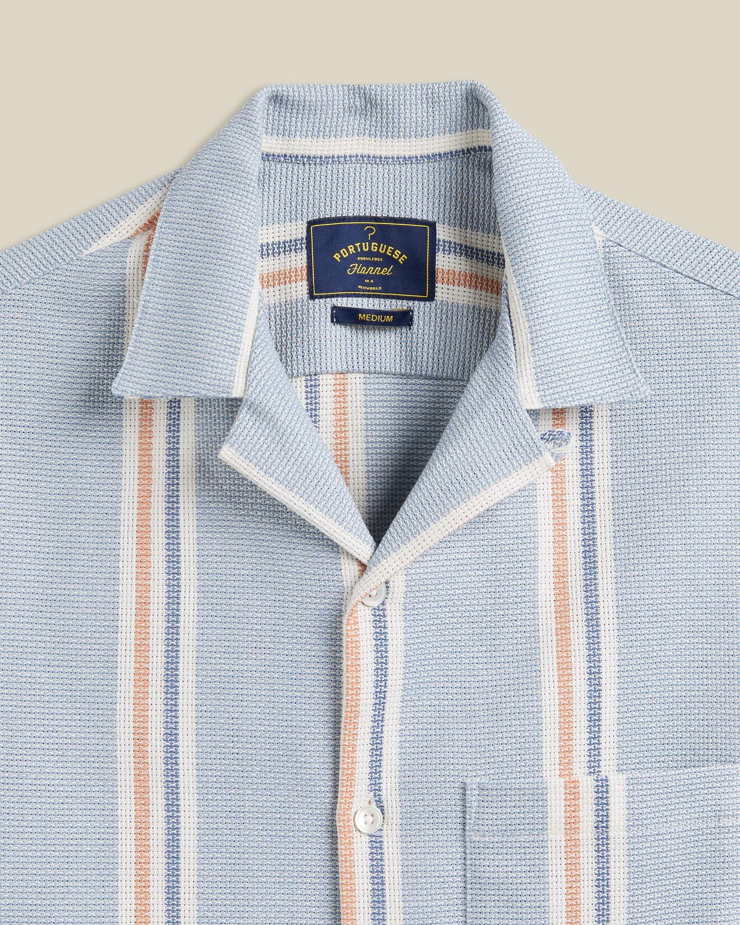 Portuguese Flannel - Kurzarmhemd Herren - 100% Baumwolle - Rot Weiß Blau Gestreift