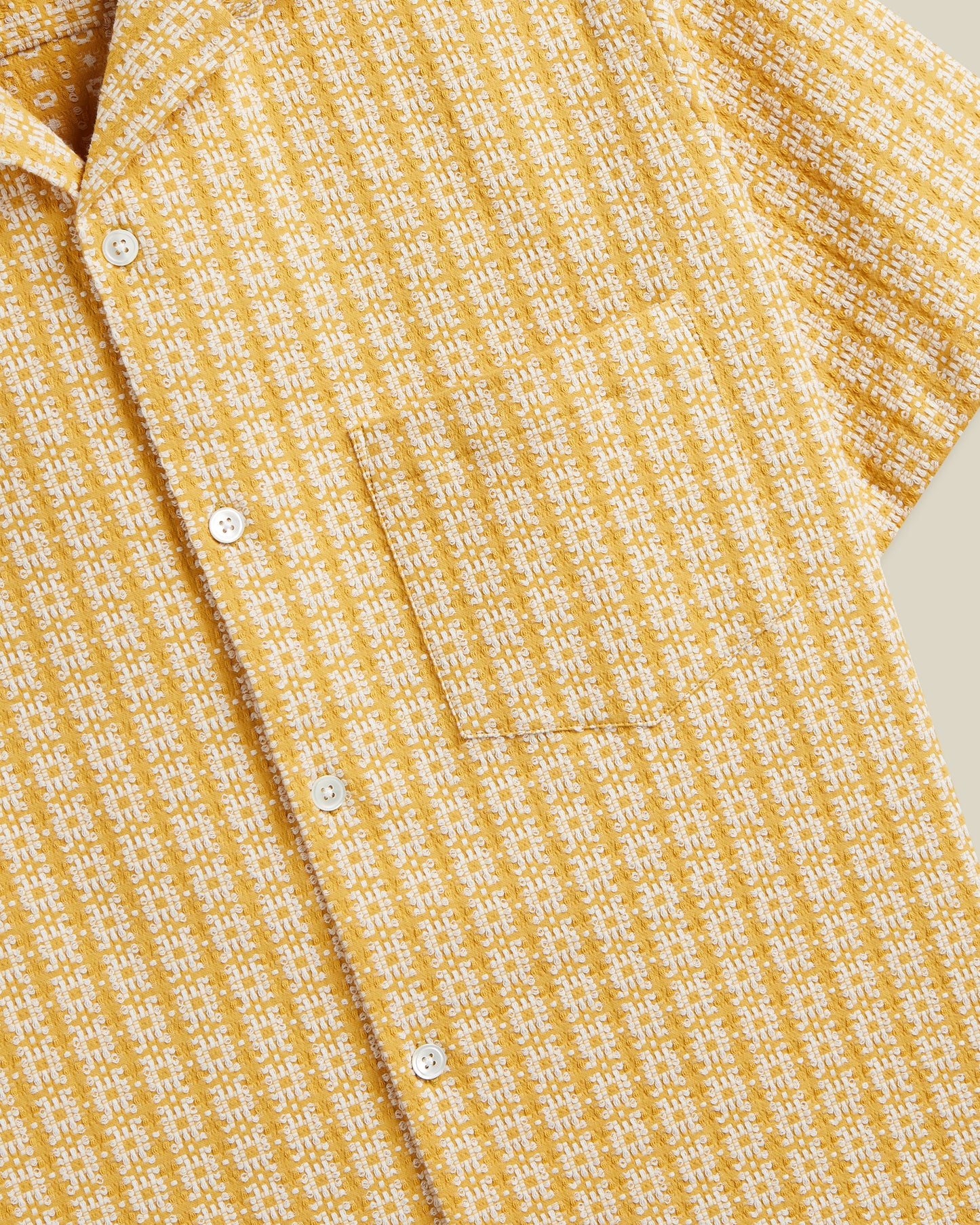 Portuguese Flannel - Kurzarmhemd Herren - Baumwolle - Gelb Geometrisch