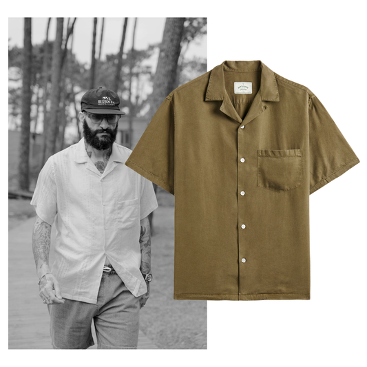 Portuguese Flannel - Kurzarmhemd Herren - Tencel - Olive Grün