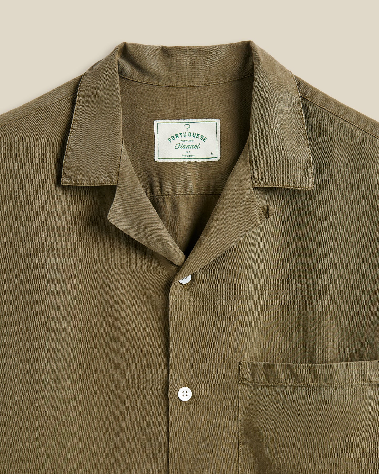 Portuguese Flannel - Kurzarmhemd Herren - Tencel - Olive Grün