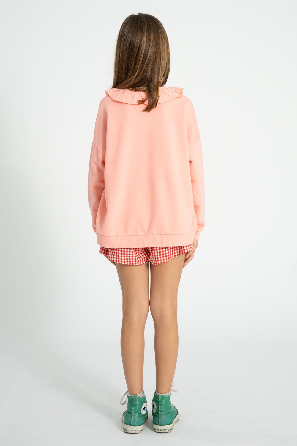 Piupiuchick SS26 - Kinder Pullover - Bio-Baumwolle - mit Kragen - Rosa mit Herz