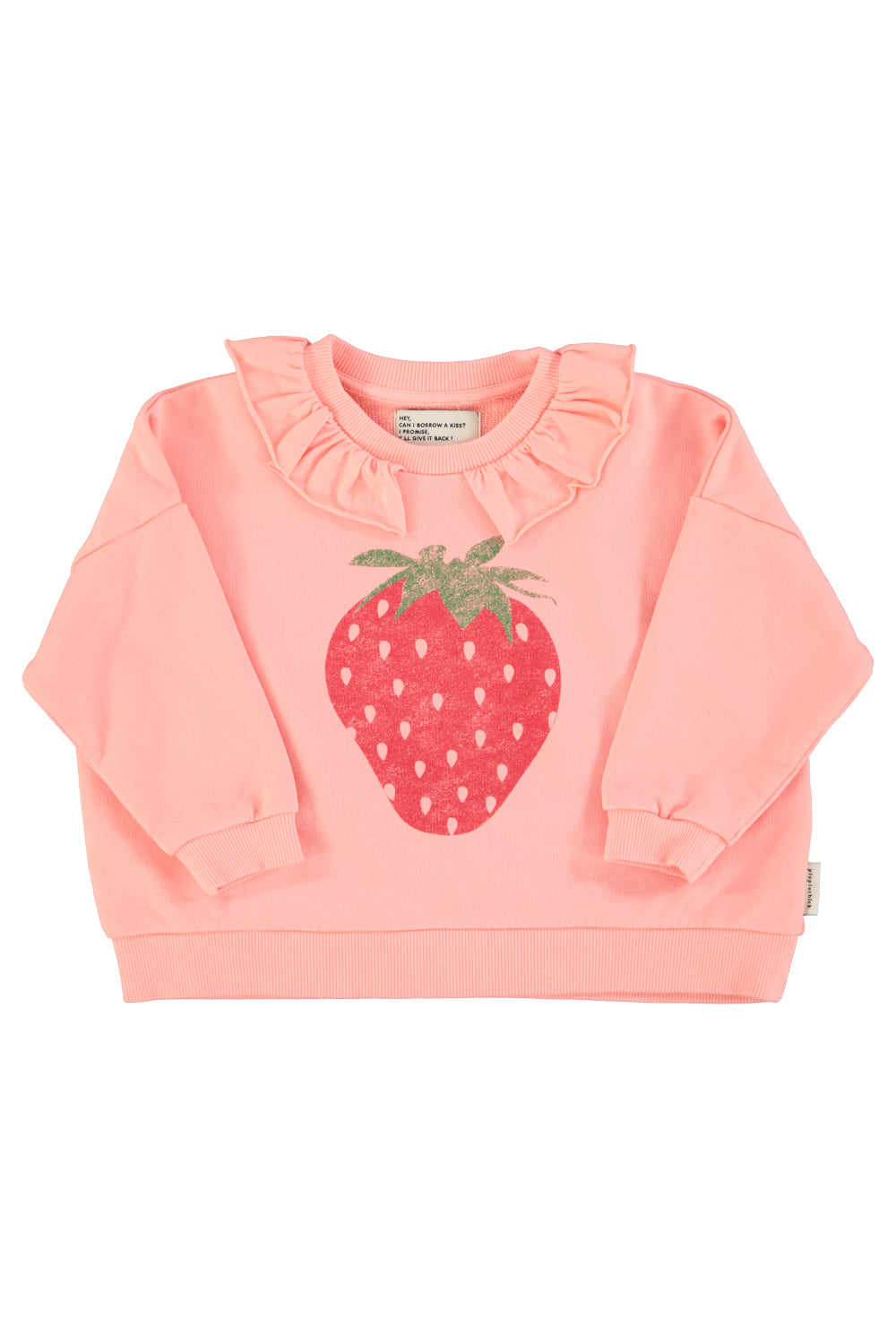 Piupiuchick SS26 - Kinder Pullover - Bio-Baumwolle - mit Kragen - Rosa mit Herz