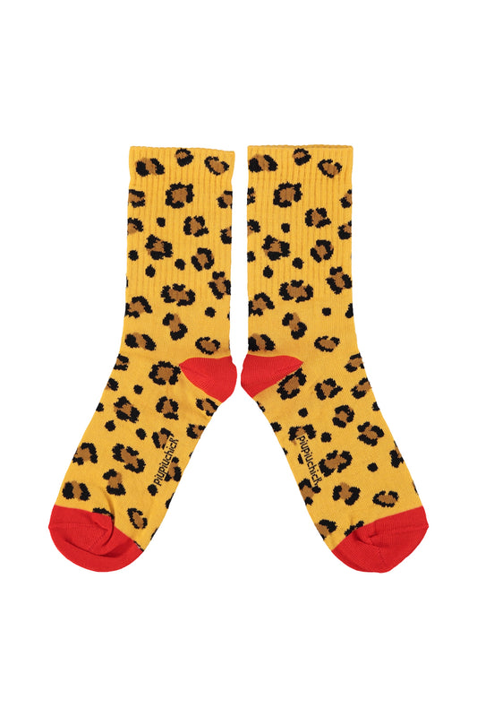 Piupiuchick SS26 - Socken für Kinder - Baumwolle - Gelb Leoparden Muster