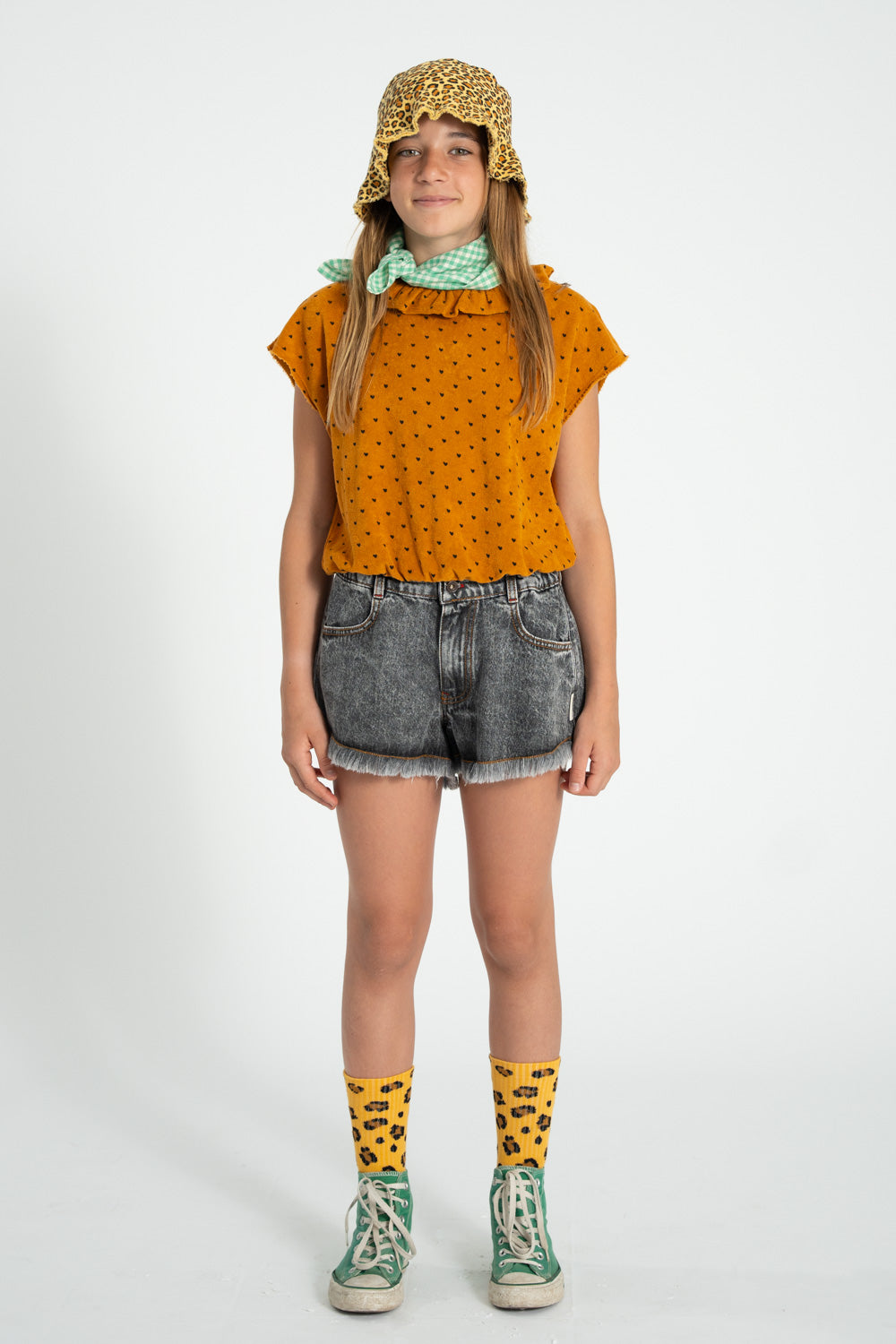 Piupiuchick SS26 - Socken für Kinder - Baumwolle - Gelb Leoparden Muster