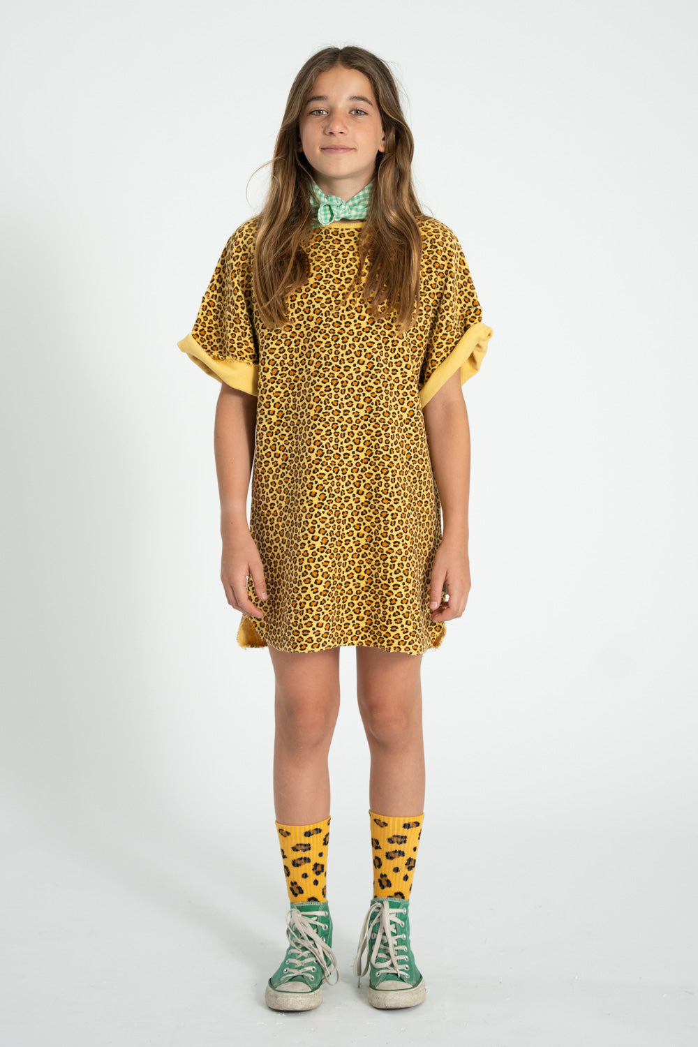 Piupiuchick SS26 - Socken für Kinder - Baumwolle - Gelb Leoparden Muster