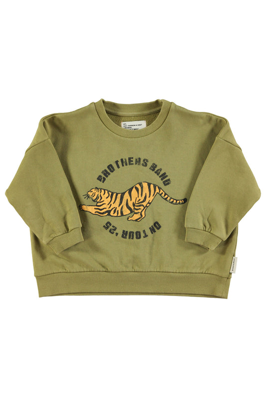 Piupiuchick AW25 - Sweatshirt | Olive green w/ tiger print