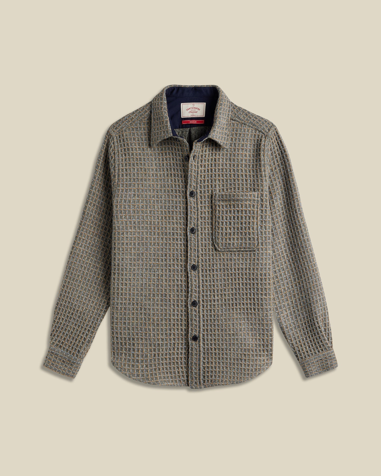 Portuguese Flannel - Langarm Hemd Herren - 100% Wolle - Honey Comb