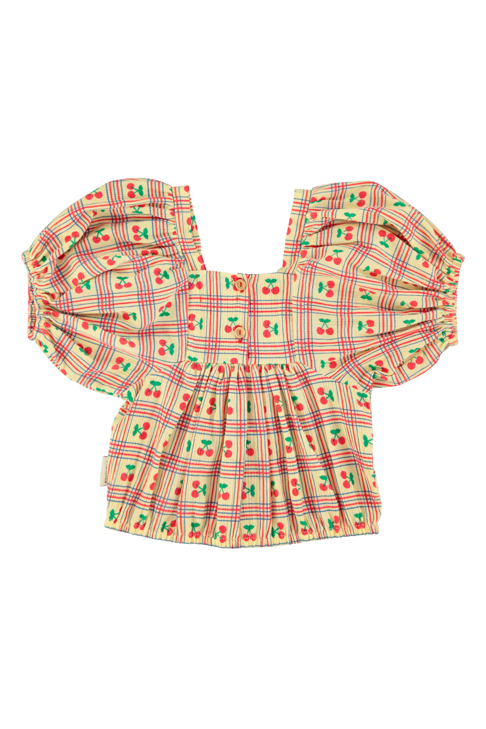 Piupiuchick SS26 - Kinder Bluse - Baumwolle - Gelb mit Kirschen