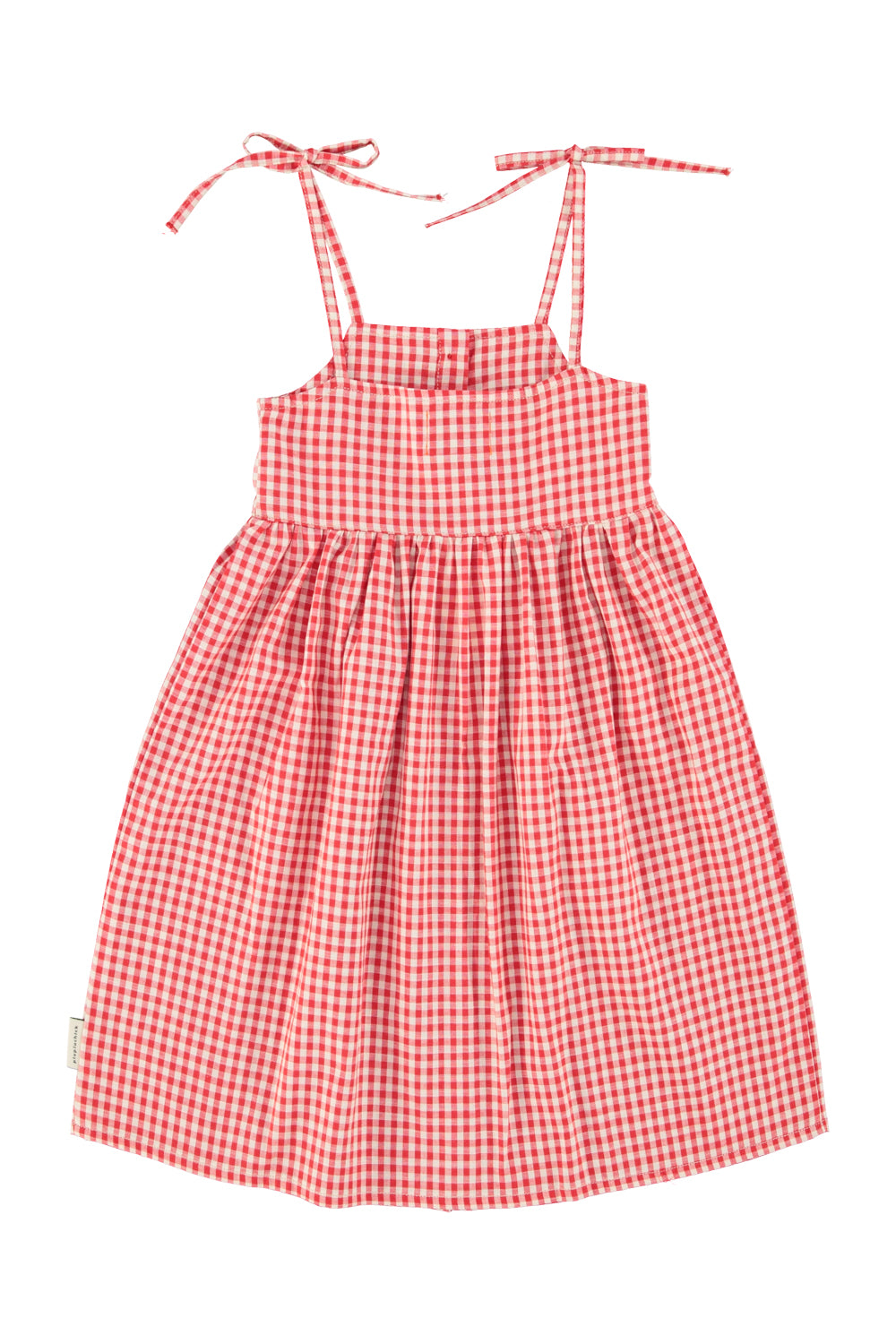 Piupiuchick SS26 - Langes Kinderkleid - Bio-Baumwolle - Rot Weiß Kariert