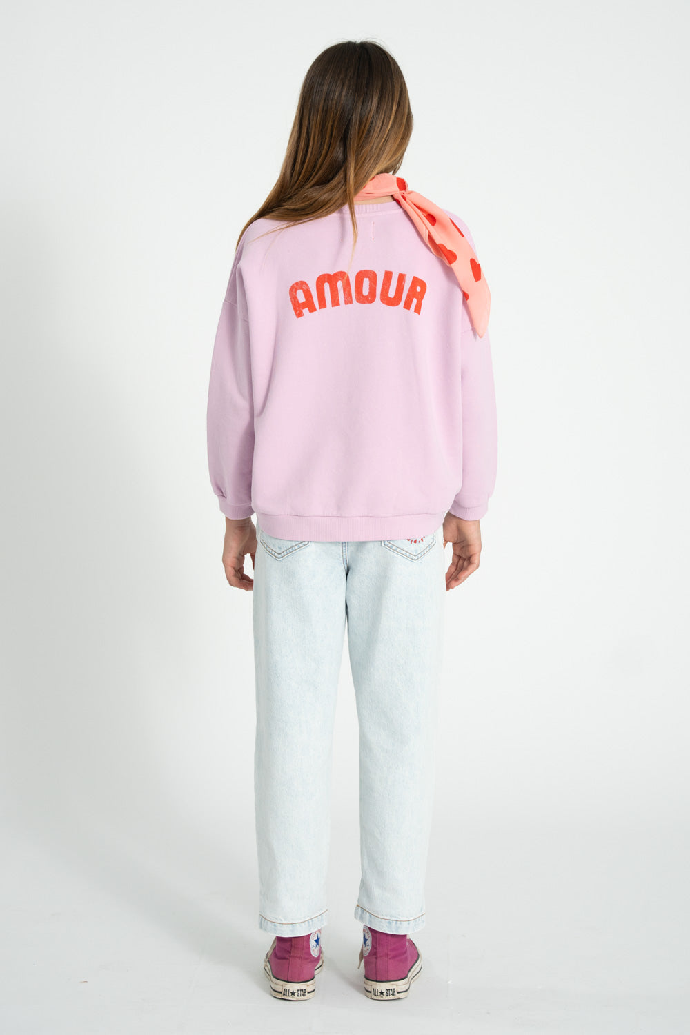 Piupiuchick SS26 - Kinder Pullover - Bio-Baumwolle - Lila mit Rotem Herz