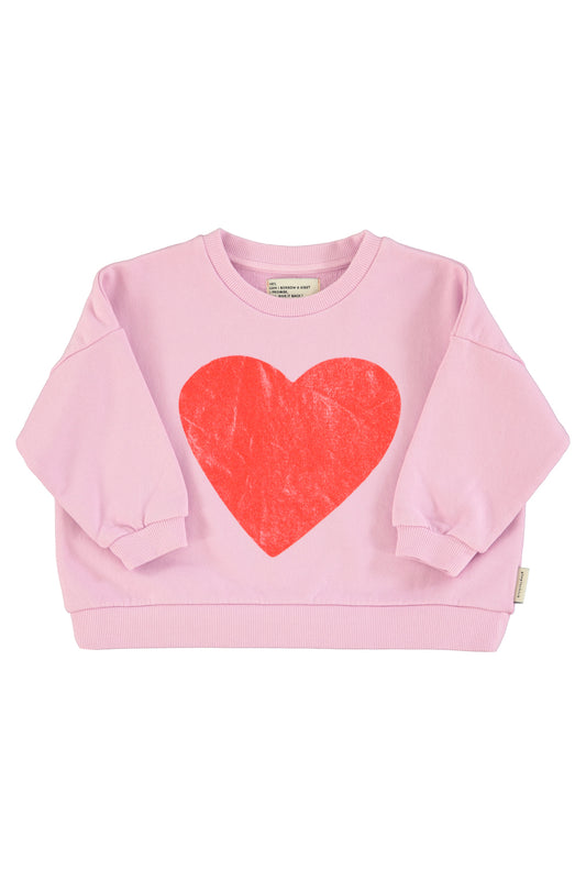 Piupiuchick SS26 - Kinder Pullover - Bio-Baumwolle - Lila mit Rotem Herz