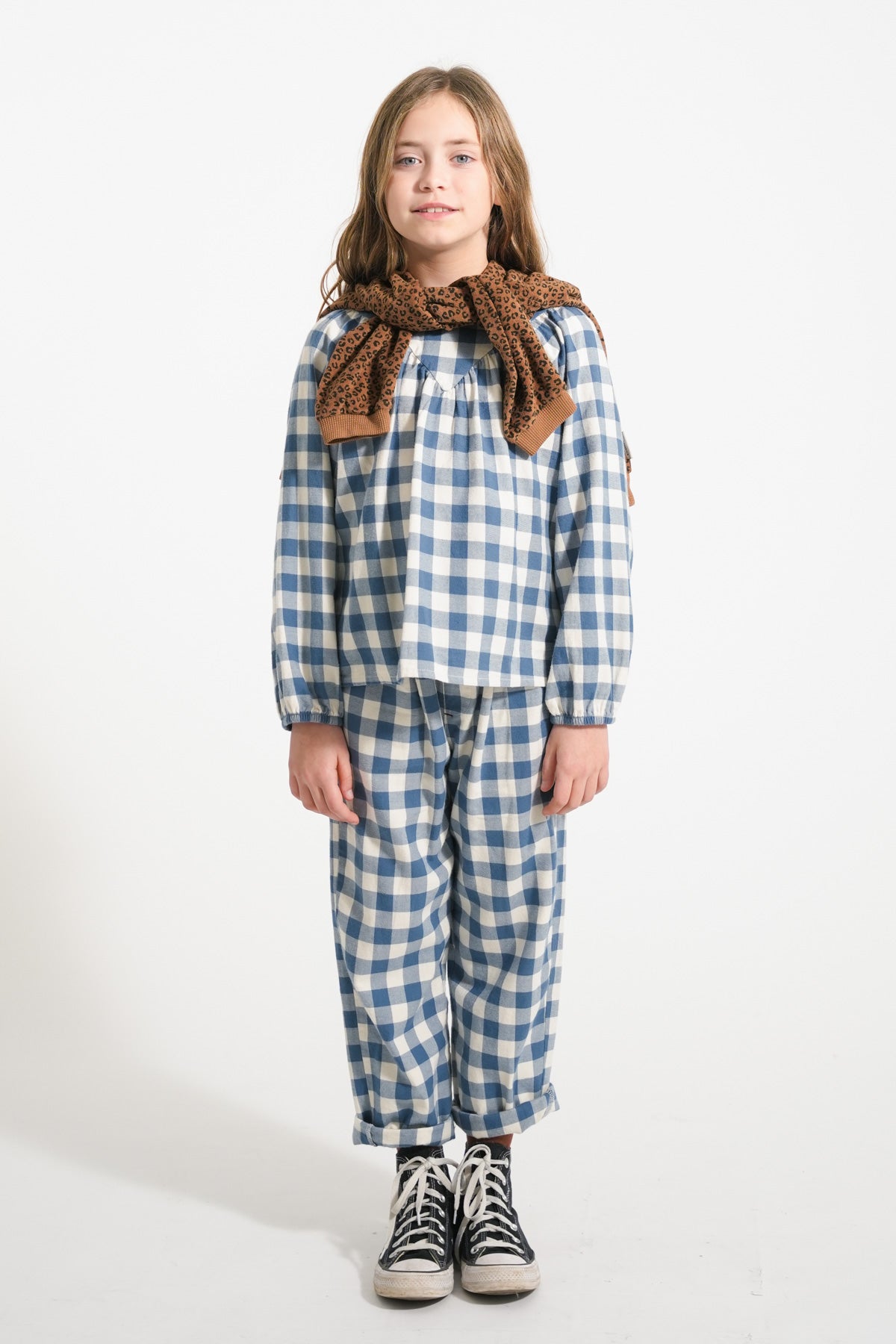Piupiuchick AW25 - Unisex trousers | Blue & white checkered