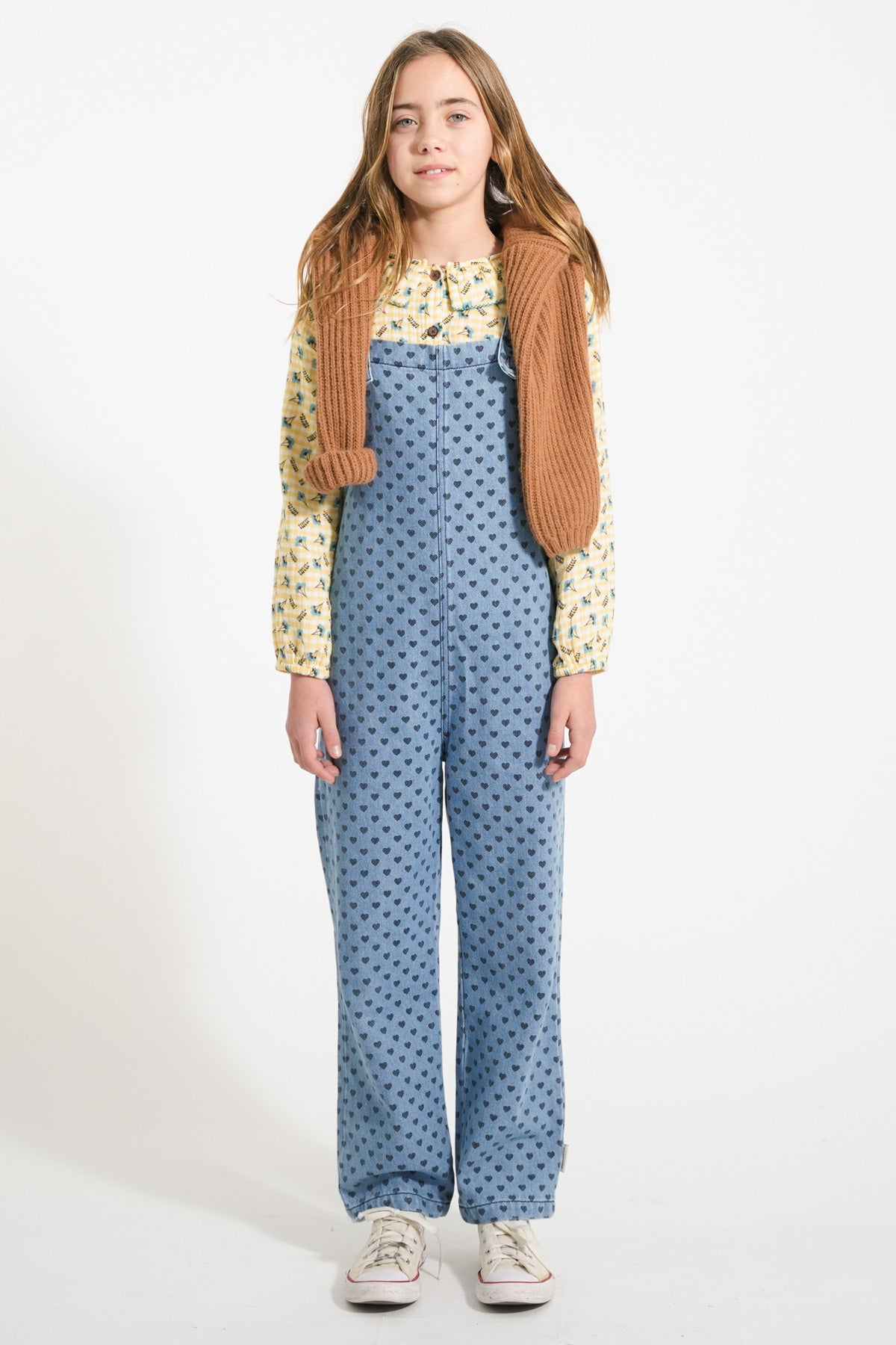 Piupiuchick AW25 - Blouse w/ collar |  Yellow checkered w/ flowers
