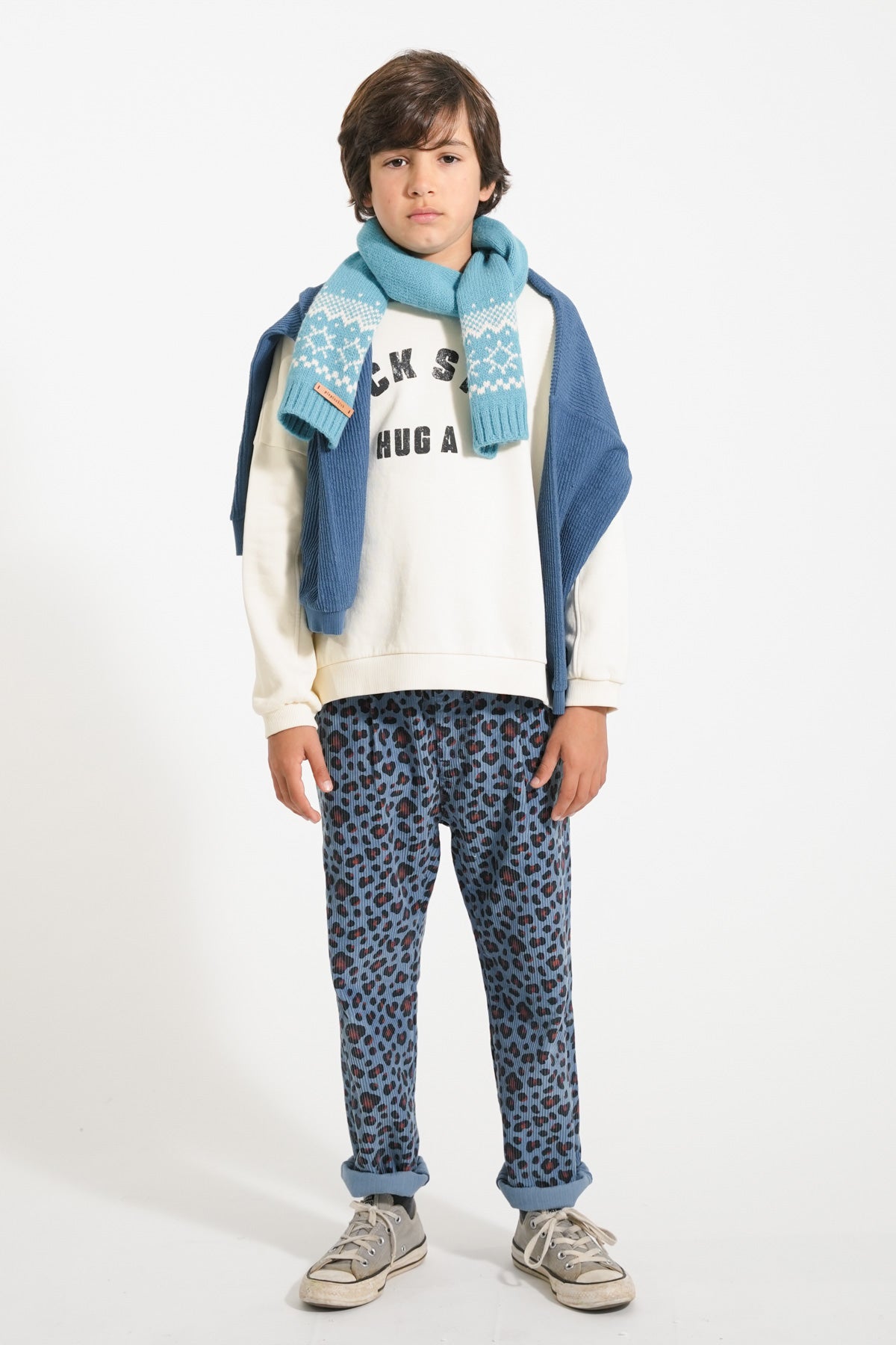 Piupiuchick AW25 - Unisex trousers | Blue w/ animal print