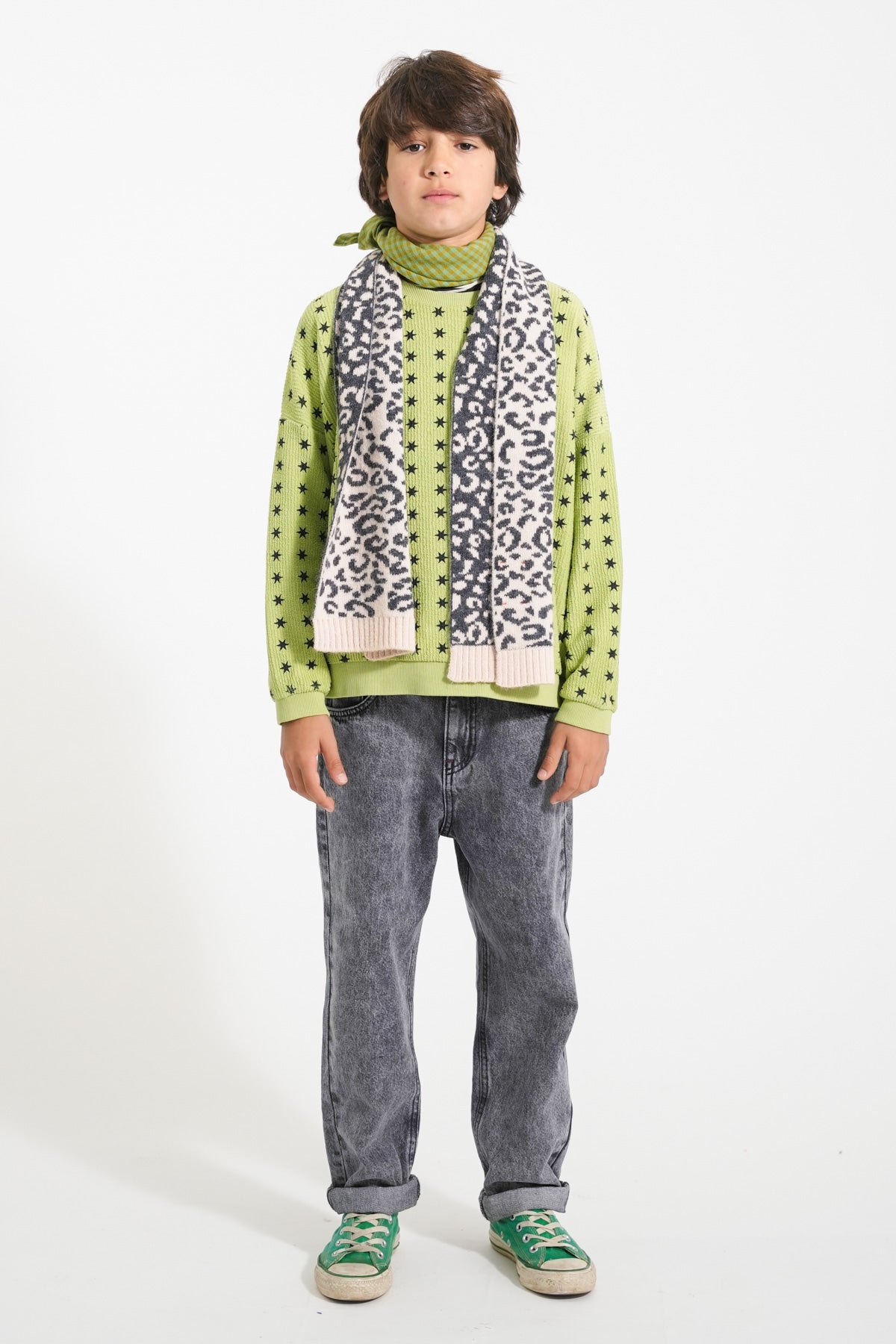 Piupiuchick AW25 - Sweatshirt  | Green w/ black stars