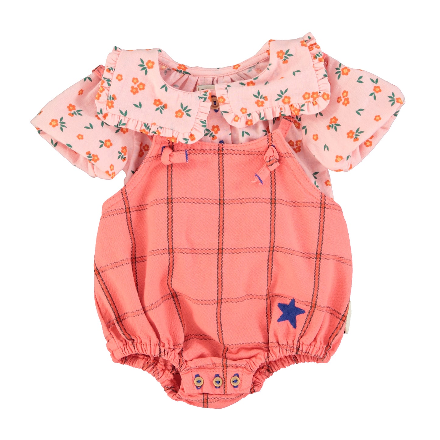 Piupiuchick - Baby Romper Pink Checkered SS25